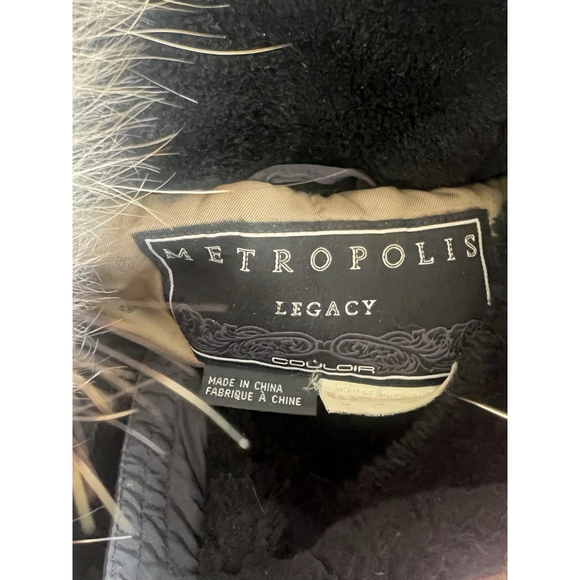Vintage Metropolis Legacy Sz 14 Winter Parka Coat Black Tan Faux Fur Hood Lined - Picture 16 of 16